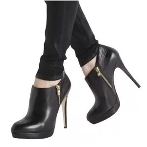 Boston Proper Black Heeled Ankle Booties Womens 9.5M Punk Goth Whimsigoth Sexy